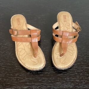 Hand Crafted Born Iris Leather Wedge Sandals, Women's Size 6 Soft Leather